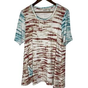 Logo Lounge Shirt Womens Medium Tie Dye Lounge Top Pocket Stretch Comfortable